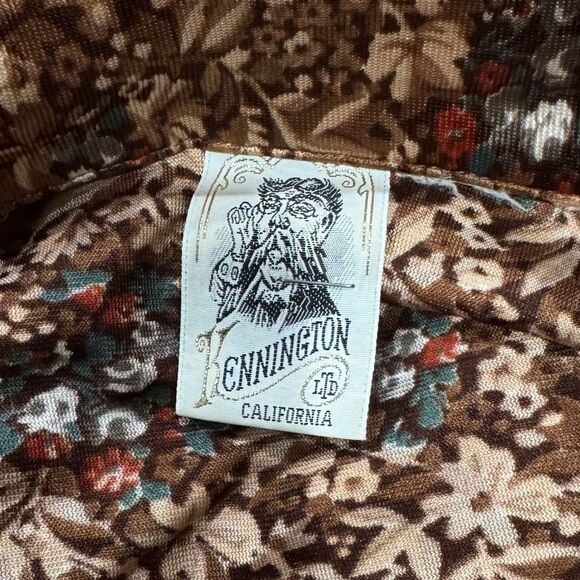 Kennington LTD Printed Vintage Satin Button Up Shirt Women’s Small - Picture 2 of 2